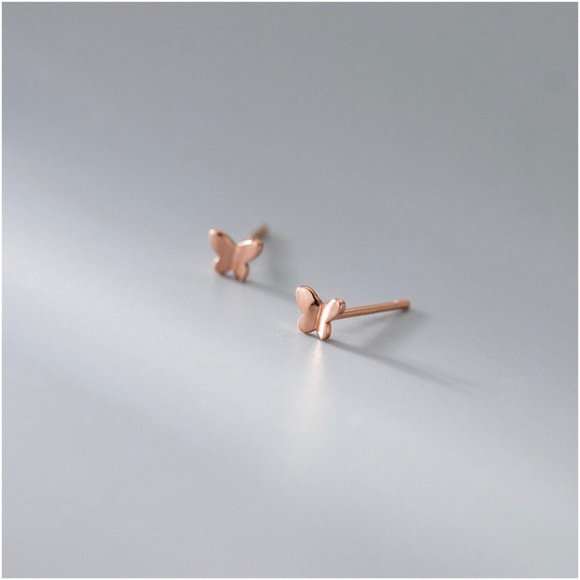 [SALE] S925  butterflies stud earrings- SS009 Rose Gold - Picture 3 of 4